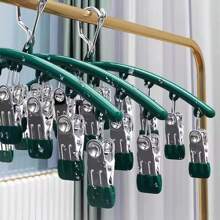 1pc Stainless Steel Sock Clip, 10-Clip Windproof Damage-Free Drying Rack For Underwear Clothes And Socks, Multi-Functional Drying Rack - Multicolor - View 2