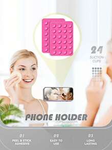 6/3/2/1pc Silicon Suction Cup Square Phone Case Back Stick On Stand, 24pcs Suction Cups, Silicon Hands-Free Phone Holder Accessories For Selfie And Video, (17 Colors) - Multicolor - View 5