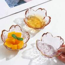 Cute Pink Cherry Blossom Dipping Sauce Dish, Creative Cherry Blossom Hammered Pattern, Catering & Home Kitchen Gold-Trimmed Dipping Sauce Plates, Small Bowl, Exquisite Seasoning Plate, Multi-Purpose,School Supplies