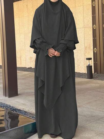 1 Set Moisture Wicking & Breathable, Soft Hijab & Abaya Set, Suitable For Women's Daily Prayer & Outings, Luxury Abaya,Modest