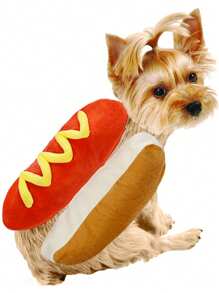1pc Funny Cute Hot Dog Pattern Dog Apparel, Suitable For Casual Wear, Gatherings & Parties