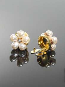 2 件/套优雅仿珍珠纽扣套，衬衫纽扣套夹式纽扣套时尚水晶袖扣套，适用于燕尾服和婚纱装饰