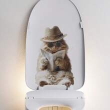3D Visual Cat Themed Bathroom Toilet Decorative Sticker, Adhesive Wall Decal For Laundry Room