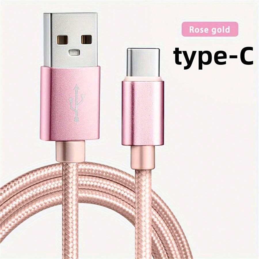重型快速充电 USB C 型数据手机充电器线 2 米 3 米 1 米/安卓 - 玫瑰金 - 查看 1
