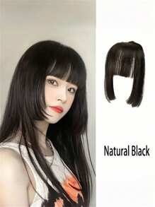 1 pieza Flequillo postizo, flequillo con corte de princesa, accesorio de belleza de cabello sintético en una sola pieza para sienes, estilo bohemio elegante para mujeres