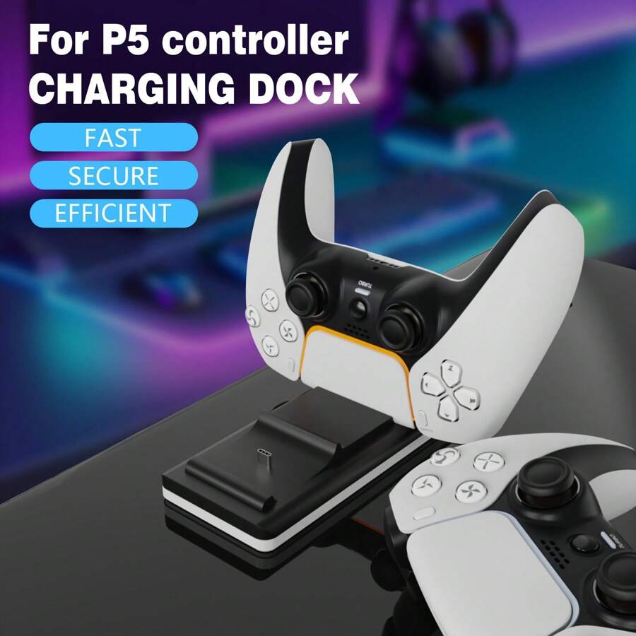 Station de charge de manette P/S5, 2 adaptateurs haute vitesse USB-C, station d'accueil de charge de manette de jeu P/S5