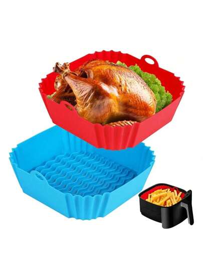 Non-Stick Silicone Air Fryer Baking Mold, Square Lining Baking Mold, Suitable For Baking, Roasting And Microwave Cooking, Kitchen Gadget, Air Fryer Accessory