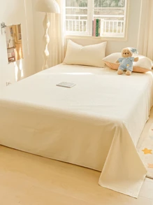 1 Pc Waffle Cotton Bedsheet, Modern Style Polyester Fiber Soft And Breathable Fabric, Machine Washable