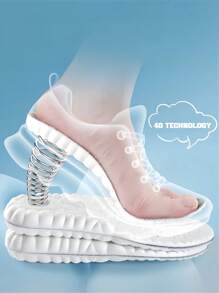 1 双高弹力乳胶鞋垫减震足弓支撑透气鞋垫适用于运动鞋、长站立脚部保护、鞋靴配件 - 灰色 - 查看 5