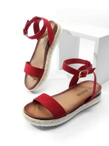 Women's Wedge Sandals Platform Espadrille  Arch Support Comfortable One-Strap Dressy Casual Sandals For Commuting, Vacation, Shopping Summer Shoes - 紅色 - 查看 5