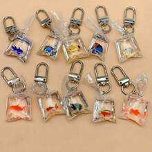 10pcs Tropical Fish Keychain - Resin Simulation Aquatic Charm Pendant, Suitable For Bags And Backpacks - Multicolor - View 4