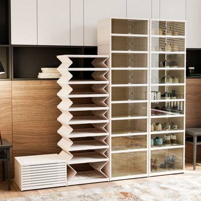 9-Tier Simple Shoes Cabinet, 9 Pairs Of Shoe Storage Boxes, Closet With Magnetic Clear Door,Large Sneaker Cabinet Bins Sturdy Easy Assembly 9 Layers