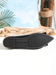 Pointed Toe Comfortable Soft Bottom Versatile Leather Flats For Teens & Young Girl - Black - View 7