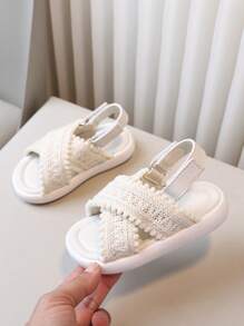 1 双儿童时尚百搭户外凉鞋，夏季新款编织软底沙滩鞋，男童/女童防滑耐用休闲凉鞋，带可拆卸鞋跟 - 米色 - 查看 6