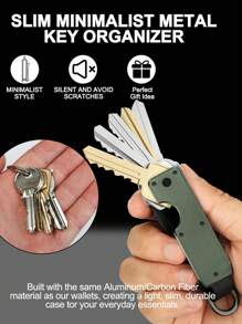 MIYIN 极简主义钥匙扣 - 精致金属钥匙收纳器，带螺丝刀，碳纤维纹理，男女通用蓝色钥匙扣，防刮表面，时尚轻巧便携，纤细钥匙圈，附赠礼盒，是送给朋友、家人、爱人、男友的理想礼物，适合生日、周年纪念日、父亲节、圣诞节、感恩节等各种场合，复古风格