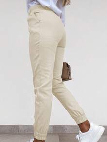 Women's Standard Size Solid Color Skinny Casual Pants With Pockets