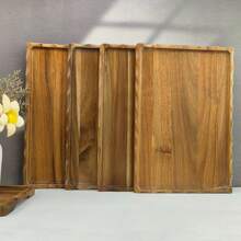 1 pieza Bandeja de servir de madera rústica, plato de aperitivos ondulado de 13.3in/10.2in, apropiado para cena, té, bar, desayuno o cualquier tipo de bandeja de comida, aplicable para fiestas, bar, restaurante, cocina, cama, boda, Navidad, Día de San Valentín, Día de la Madre, Halloween, regalo para mamá, regalo para amigos