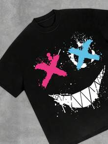 Joker T-Shirt Men's Y2K Style Graphic Cotton T-Shirt - Soft & Comfortable Crew Neck Short Sleeve Tee Pwith Bold Portrait Print, Hip Hop Streetwear Fashion Top for All Seasons, Casual Streetwear | Round Neck Tshirt | Cotton Shirtp - Negro - Ver 2