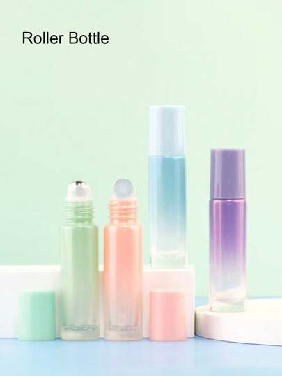 2pcs/4pcs 5ml/10ml Deep Pink Glass Roller Bottles, Transparent Pink Glass Perfume/Essential Oil Refillable Bottles, Portable Cosmetic Tools