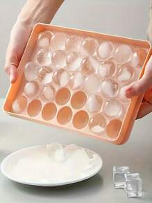 1/2/4pcs 33-Cavity Ice Cube Tray, Round Diamond Shaped Mold, Plastic Refrigerator Storage Box, Kitchen Tool Accessory Mold
