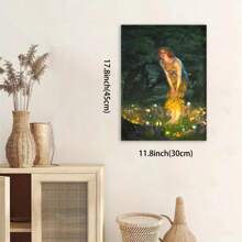 Framed  Midsummer Eve Edward Robert Hughes 1908 Posters And Prints, Vintage Girl Portrait Wall Art Canvas Picture, Fairy Wall Paintings, For Bathroom Bedroom Office Living Room Gothic Home Wall Decor, - Framed - View 4