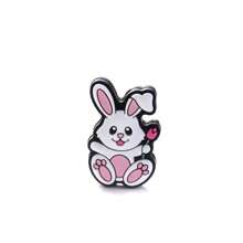 5pcs Easter Eggs Silicone Beads, DIY Jewelry Making Accessory, Cartoon Rabbit Pen, Keychain Spherical Silicone Beaded Charm