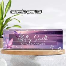 [Placa de nombre de escritorio personalizable] 1 pieza Placa de nombre de escritorio acrílica elegante - personalizable con diseño de mariposa de acuarela, letrero de sobre mesa personalizado - regalo de aprecio ideal, accesorios de escritorio acrílicos, regalos de oficina para el jefe, regalos de aprecio a los empleados