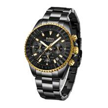 BIDEN New Men's Quartz Watch, Business And Leisure Chronograph, Rainbow Bezel Stainless Steel Strap, Waterproof Night Light Pointer Men's Watch, Automatic Date And 24-Hour Display - one-size - View 18