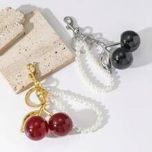 1pc Cherry Fruit Bag Charm, Creative Key Chain, Handbag Pendant Decoration Gift For Women, Car Accessories