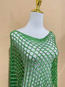 1 pièce Étole femme tricotée à la mode et polyvalente, motif ajouré, convient pour le printemps/été, la plage et comme protection solaire