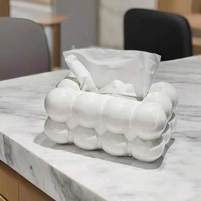 1pc Candy Bow Tissue Box Holder, Decorative Plastic Desktop Storage Box With Pink Bow, Fashionable & Practical Home Decor For Dining Room & Living Room Home Bathroom Decor Bathroom Accessories Bathroom Organizer Fall Decor Back To School