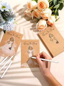 20 Pcs/40 Pcs The Bride Dress Gift Party Game Set - Includes 10/20 Cards And 10/20 White Pencils, Bachelorette Party Games, Hen Play Games, Suitable For Wedding Party Decorations And Interactive Fun Games For Guests, Wedding Games For Fun, Party Favors DIY Decoration