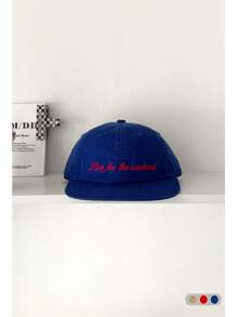 1pc Soft Crown Cartoon Embroidery Flat-Brim Baseball Cap, Cute Versatile Casual Hip-Hop Hat, Suitable For Spring And Summer, Wide Brim To Make Face Look Smaller, Sun Protection