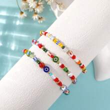 3 Stücke buntes, bunt gemischtes Glas-Perlen-Armband im Boho-Stil, perfekter Schmuck für Männer und Frauen