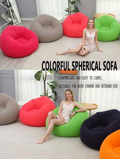 1pc Inflatable Sofa, Inflatable Camping Chair, Inflatable Slouchy Sofa, Inflatable Chair, Foldable Portable Inflatable Sofa, For Living Room, Bedroom, Reading Room, Suitable For Bedroom, Balcony, Outdoor Camping, Easy Storage & Portable, Leisure, Dormitory, Backrest Chair, Bean Bag Chair