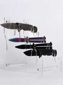 1 pieza Estante acrílico transparente removible para exhibir cuchillos, organizador de almacenamiento de cuchillos de cocina, cuchillos para fruta, herramientas y cuchillos