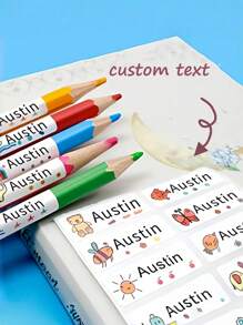 180pcs/120pcs/60pcs/30pcs Customized Stationery Stickers, Customized Transparent Waterproof Name Labels, Water Bottle Stickers, Pencil Stickers, Cute Adhesive, Colorful Customized Name Stickers, Suitable For School Supplies, Personalized Stickers For Water Bottles, Lunch Boxes And Personal Items, Great For Daycare, Camping And Sports Activities