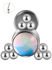 1PC Stainless Steel16G Flash Cz Labret Lip Ring Threadless Flash Cluster Ear Cartilage Tragus Helix Daith Piercing Jewelry - steel color - View 21