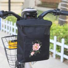 1pc Black Electric Vehicle Hanging Bag, Front Zipper Handlebar Front Bag, Large Capacity Three-Dimensional Storage Bag, Motorcycle Hanging Bag Storage Bag