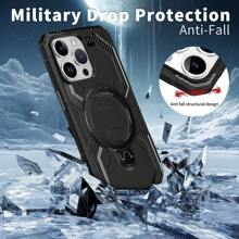 Funda protectora para teléfono compatible con iPhone 16, 15, 14, 13, 12, 11 Pro/Pro Max/Plus, iPhone XR/XS/XS Max, con soporte magnético giratorio 360° invisible, carga inalámbrica magnética y textura mate a prueba de golpes.