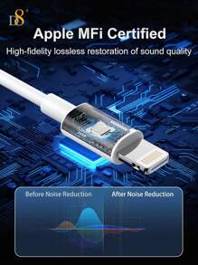 D8 1 件装有线 EarPods 耳机带 Lightning 接口，经 Apple MFi 认证，带遥控器的耳塞，有线耳塞与 iPhone 兼容，内置遥控器可控制音乐、电话和音量，与 iPhone 14/13/12/11/XR/XS/X/8/7/SE/Pro/Pro Max 兼容 - 白色 - 查看 7