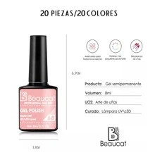 Beaucat 20 Colors Semi Permanent Nail Polish Set Soak Off LED Gel Nail Kit Salon Manicure At Home Nail Art Gifts For Women Girls - Red - View 2