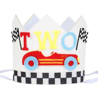 1 件 Two Fast 生日帽 - 赛车 2 岁生日闪光皇冠、赛车 2 岁生日装饰、两岁派对用品