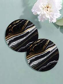 1 Set Of 6 Marble Pattern Wooden Coasters, Heat Resistant, Non-Slip, Insulating, Suitable For Coffee Cups And Beverages, Great For Home, Office And Dining Use, Marble Style Ceramic Wooden Coasters For Various Cups