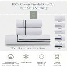 Luxury Duvet Cover Set (3pc), 100% Cotton Duvet Cover, King/Queen Duvet Cover Set, Breathable & Lightweight, White Duvet Cover Queen, Cal King Duvet Cover, Full/Queen Size - Black