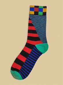 3 Pairs Unisex Polyester Colorful Patterned Mid-Calf Casual Sports Socks, All Season