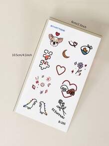 STARTTOOS 6 件迷你卡通动物、蝴蝶和心形临时纹身，小尺寸，适用于手指、耳朵、肩膀、颈部、锁骨皮肤，适合日常使用、派对和礼物 - 彩色 - 查看 10