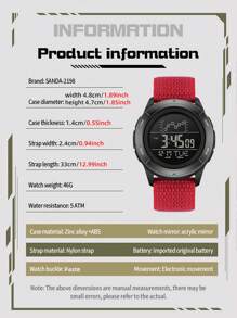 SANDA. SANDA Electronic Watch Nylon Strap Digital Display Multifunctional Alarm Clock Student Watch Waterproof Military Sports Watch