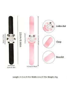 1pc Cute Panda Slap Watch - Pink & Black - Multicolor - View 5
