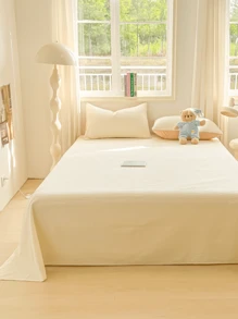 1 Pc Waffle Cotton Bedsheet, Modern Style Polyester Fiber Soft And Breathable Fabric, Machine Washable
